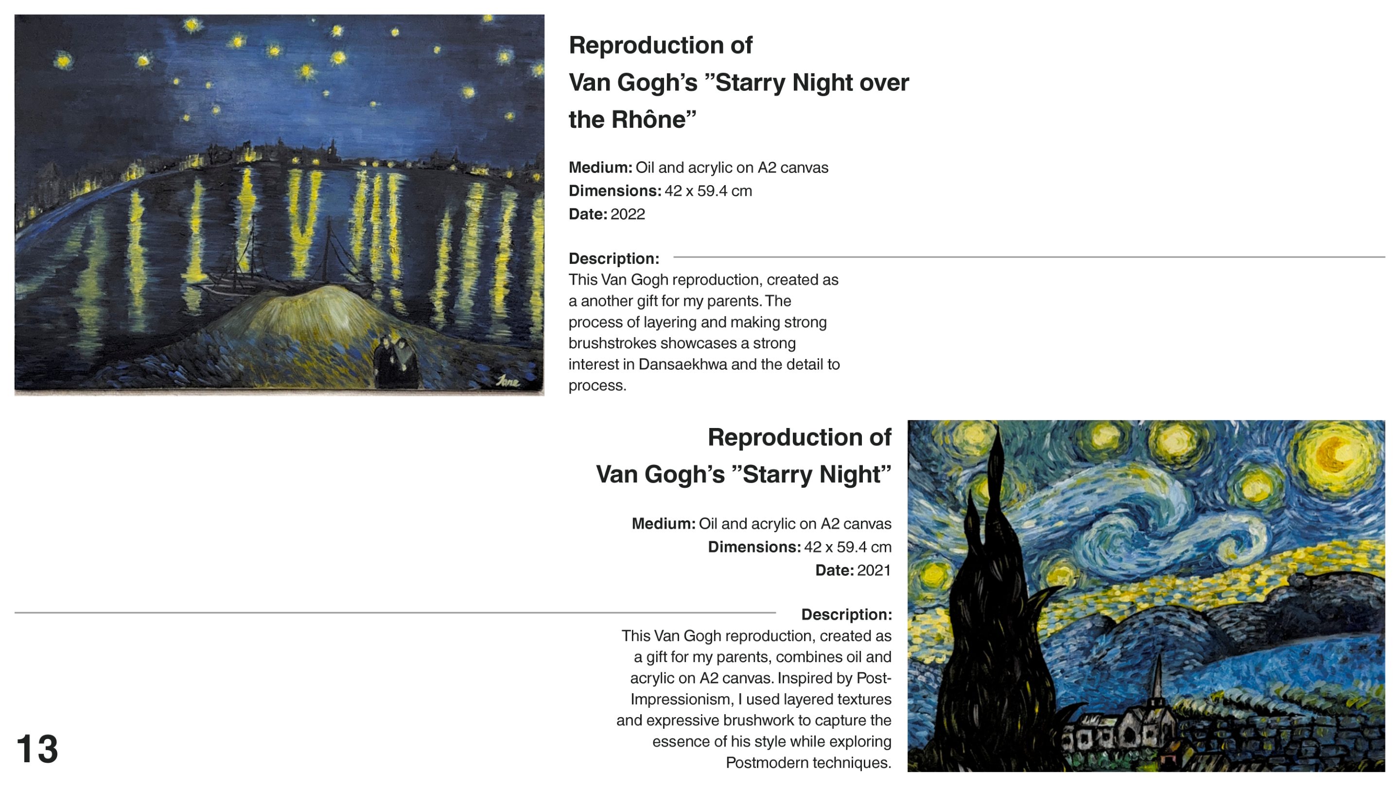 Art Reproductions I — portfolio spread